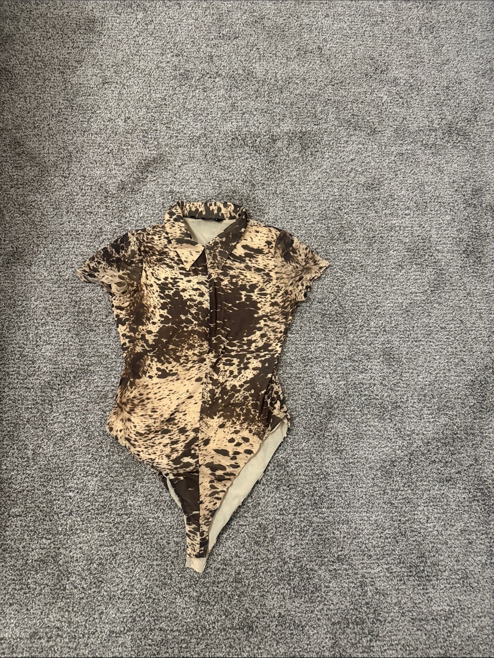 Zara Cow Print Zip-Front Bodysuit